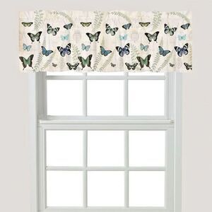 Laural Home Butterfly Window Valance Blue Cream Background 18 x 60-in Gift NEW